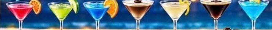A row of bright martinis
